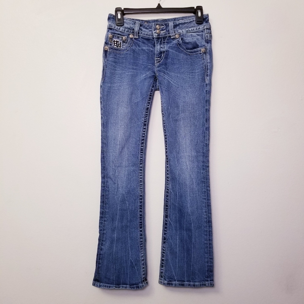 Miss Me Size 27 Bootcut Sparkly Blue Jeans
